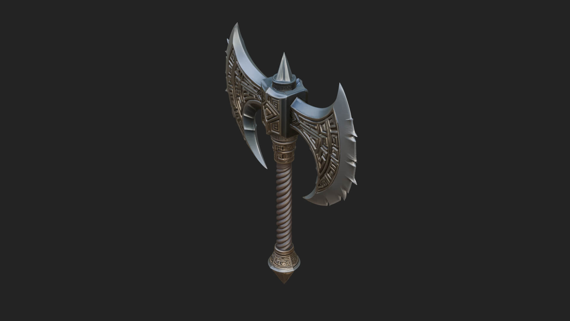 Twin Blade War Axe Model Design 11 3D Print Model 3D Model