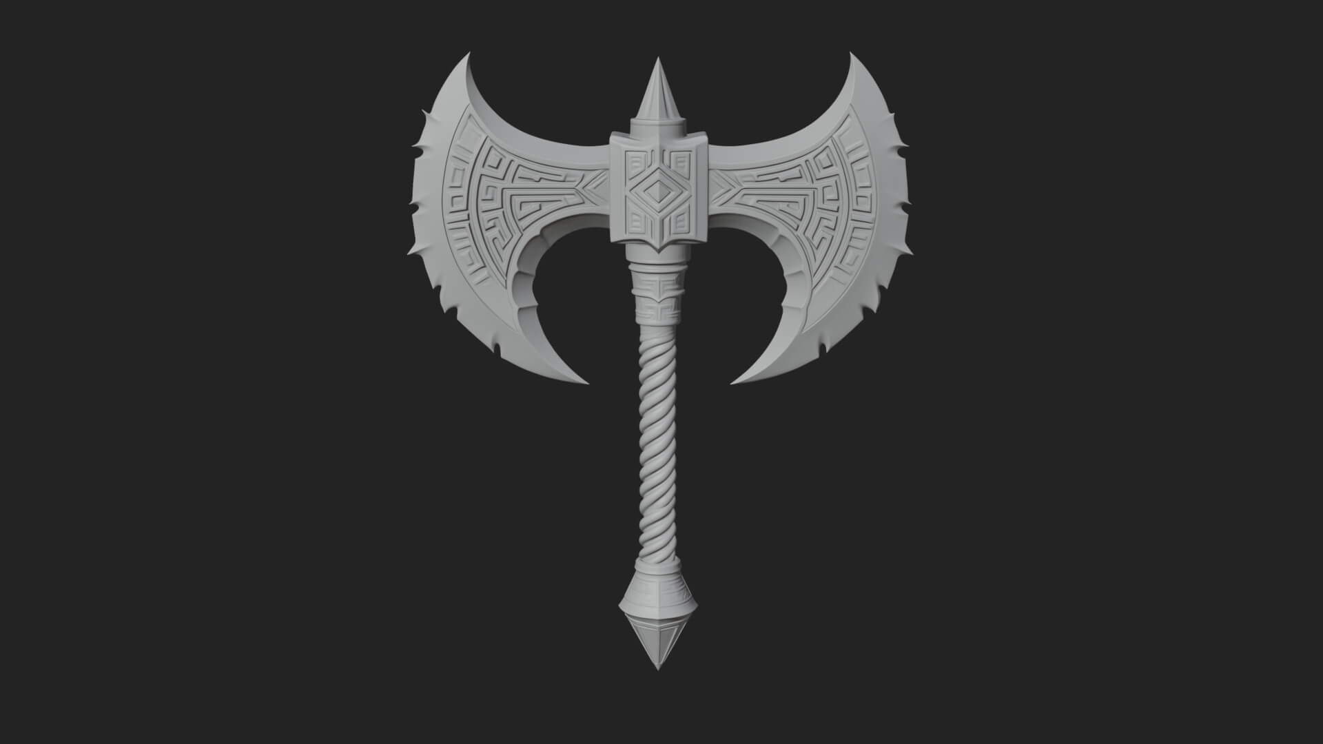 Twin Blade War Axe Model Design 11 3D Print Model 3D Model