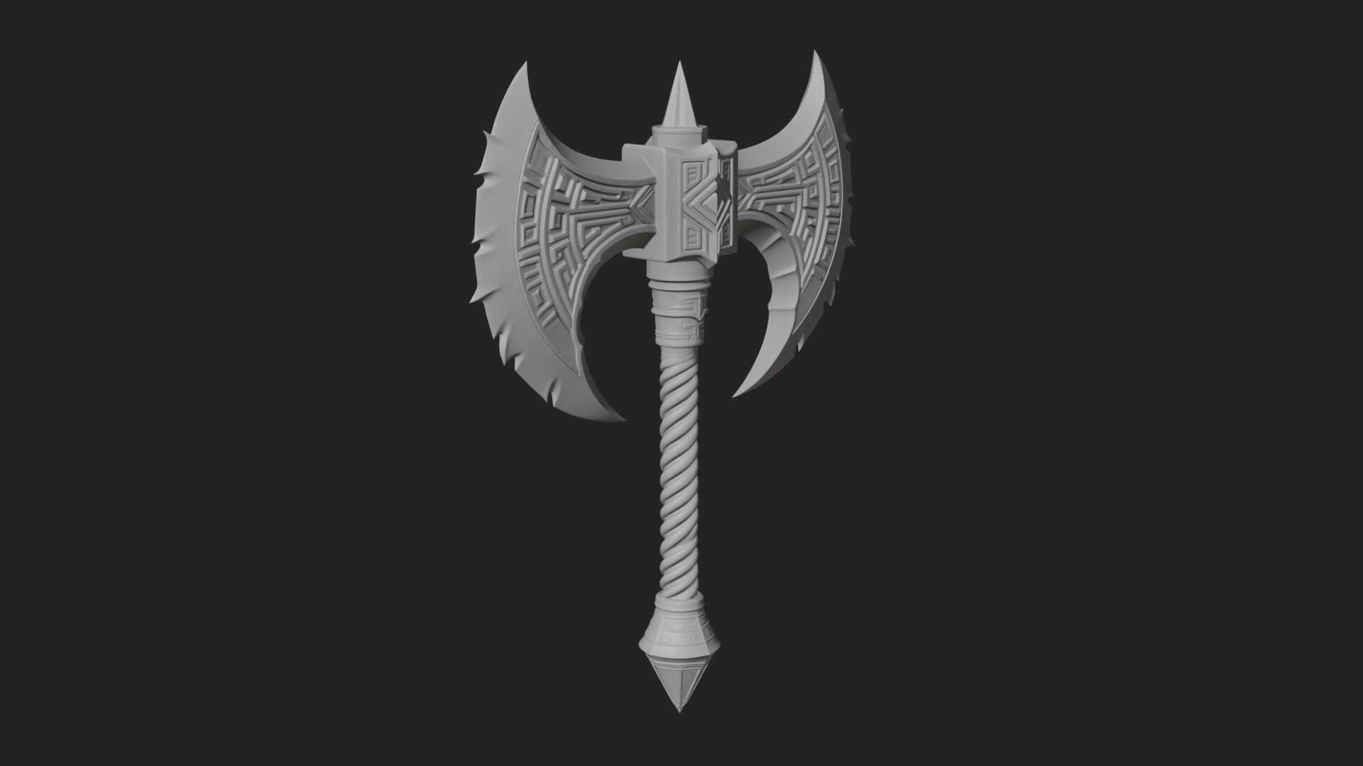 Twin Blade War Axe Model Design 11 3D Print Model 3D Model