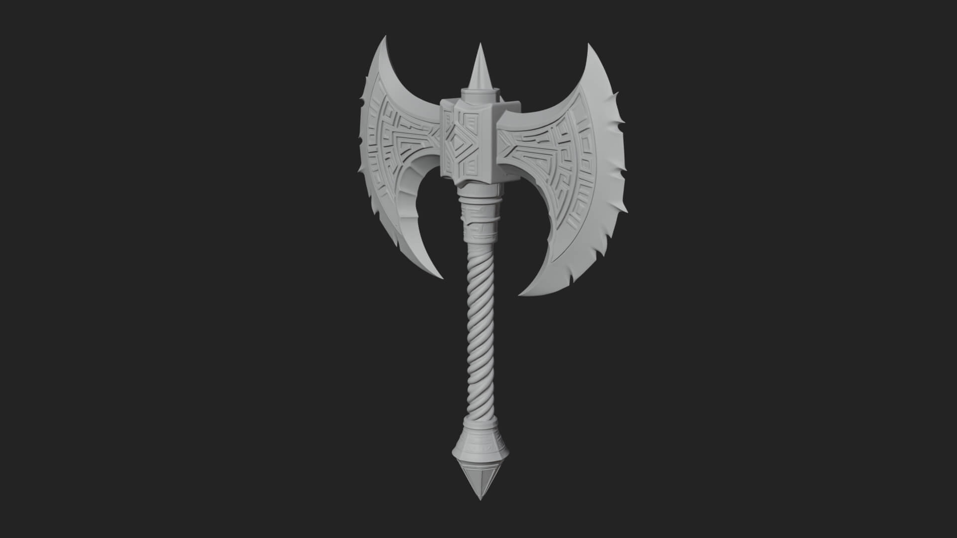 Twin Blade War Axe Model Design 11 3D Print Model 3D Model
