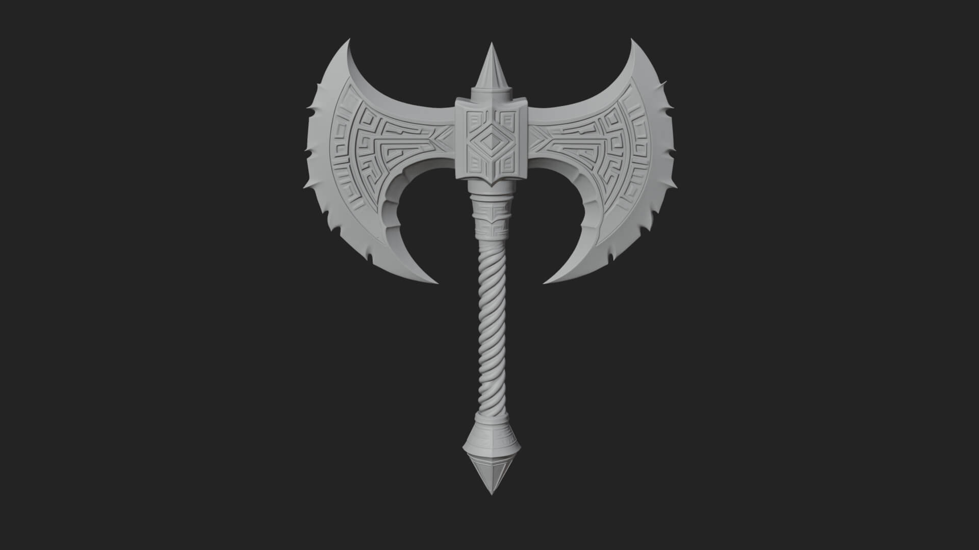 Twin Blade War Axe Model Design 11 3D Print Model 3D Model