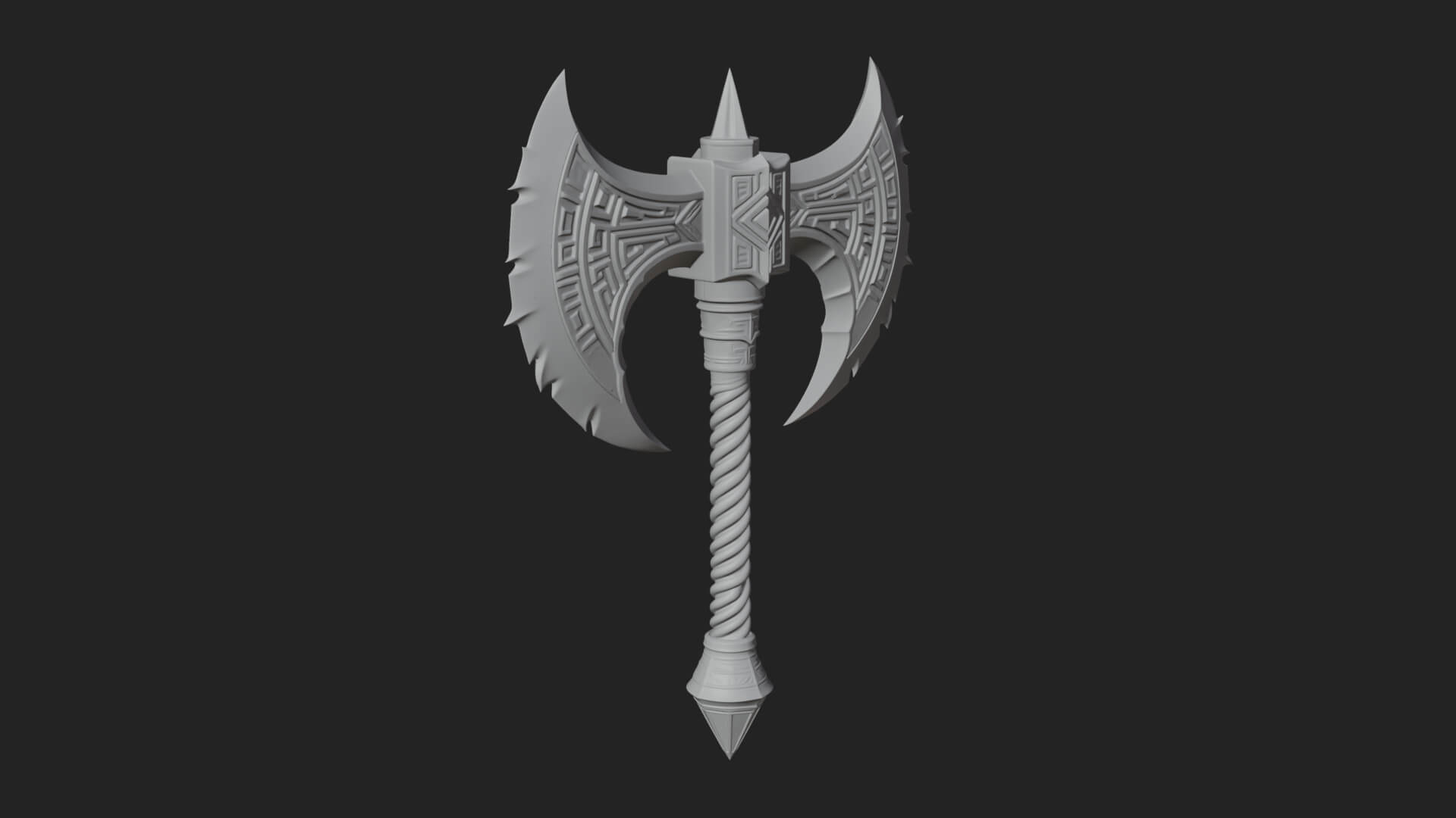Twin Blade War Axe Model Design 11 3D Print Model 3D Model
