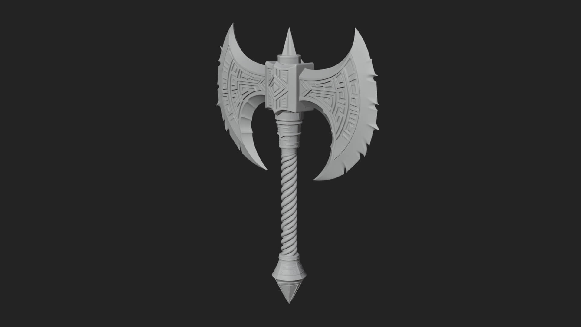 Twin Blade War Axe Model Design 11 3D Print Model 3D Model