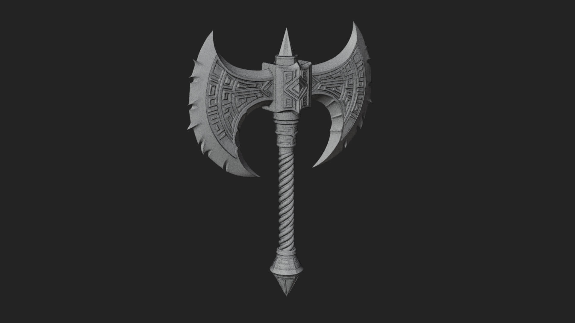 Twin Blade War Axe Model Design 11 3D Print Model 3D Model
