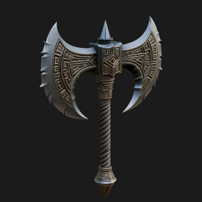 Twin Blade War Axe Model Design 11 3D Print Model