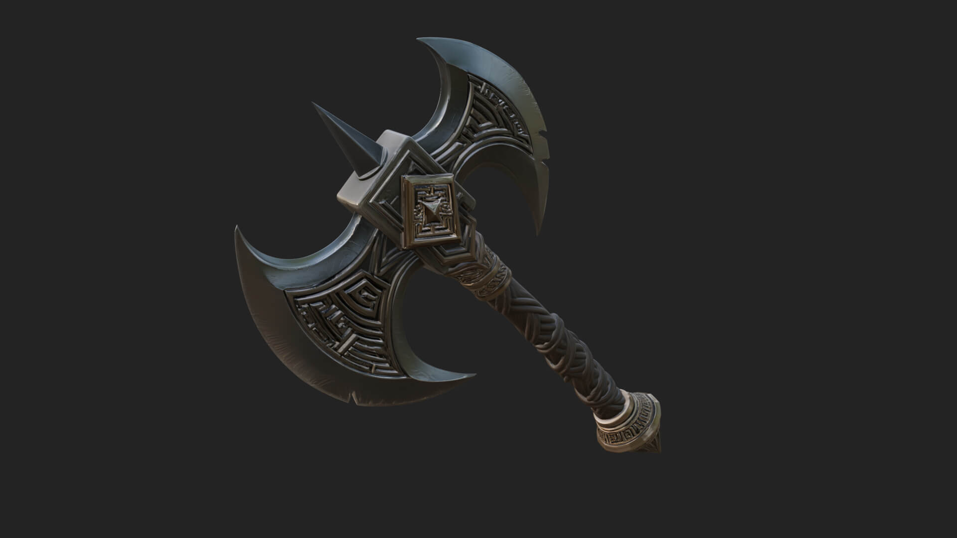 Twin Blade War Axe Model Design 12 3D Print Model 3D Model