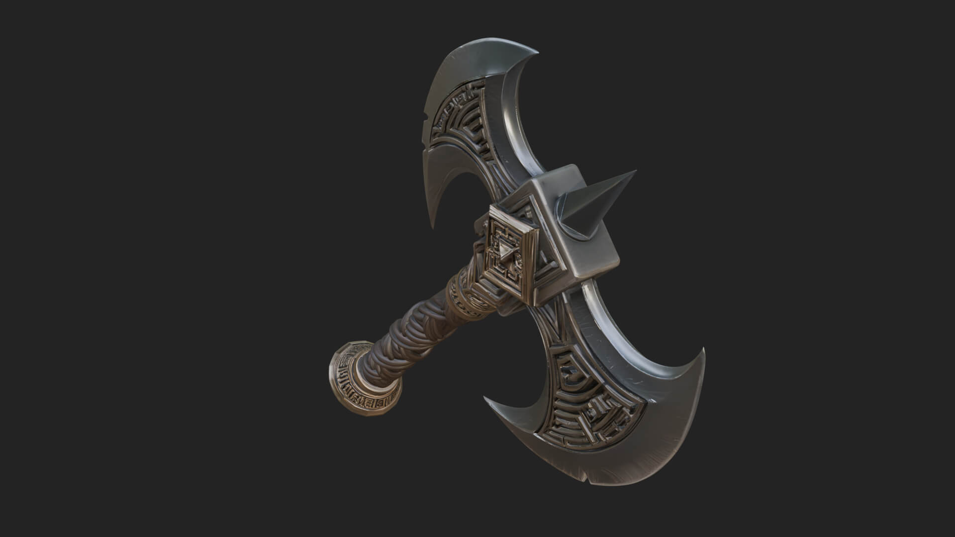 Twin Blade War Axe Model Design 12 3D Print Model 3D Model