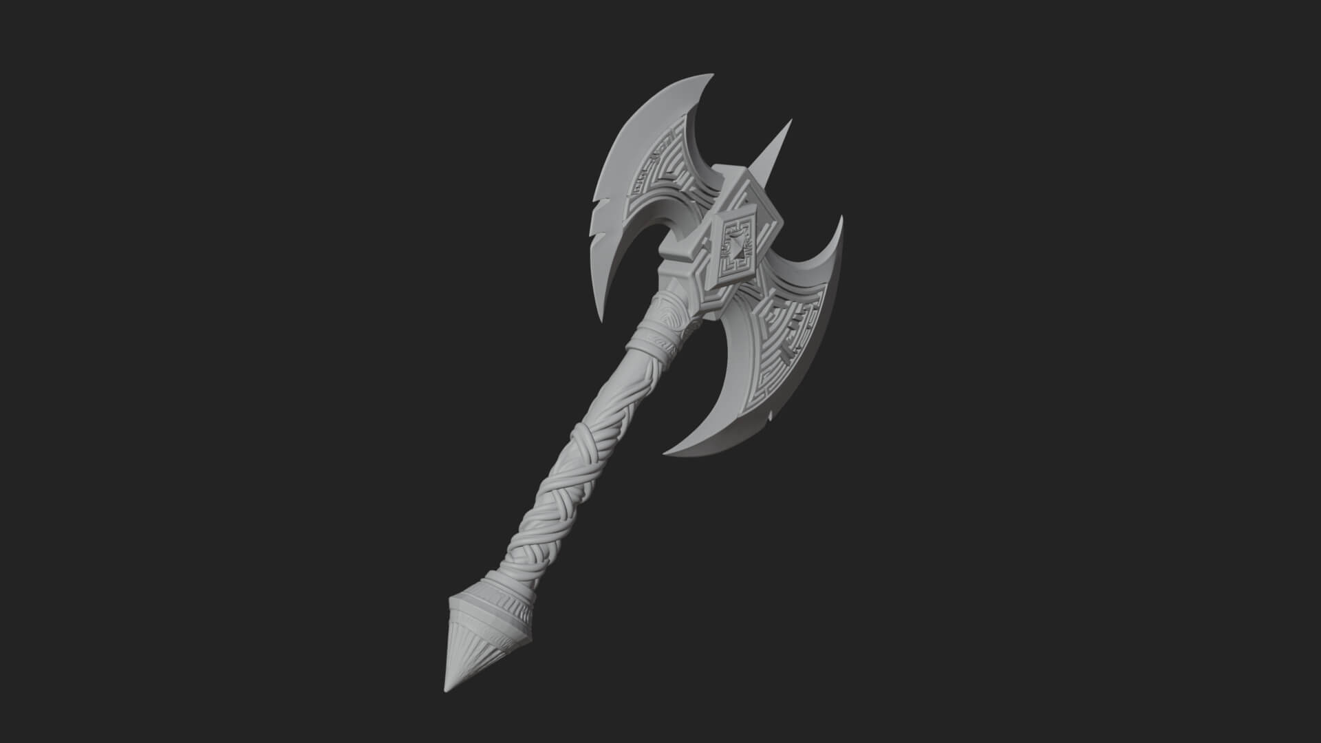 Twin Blade War Axe Model Design 12 3D Print Model 3D Model