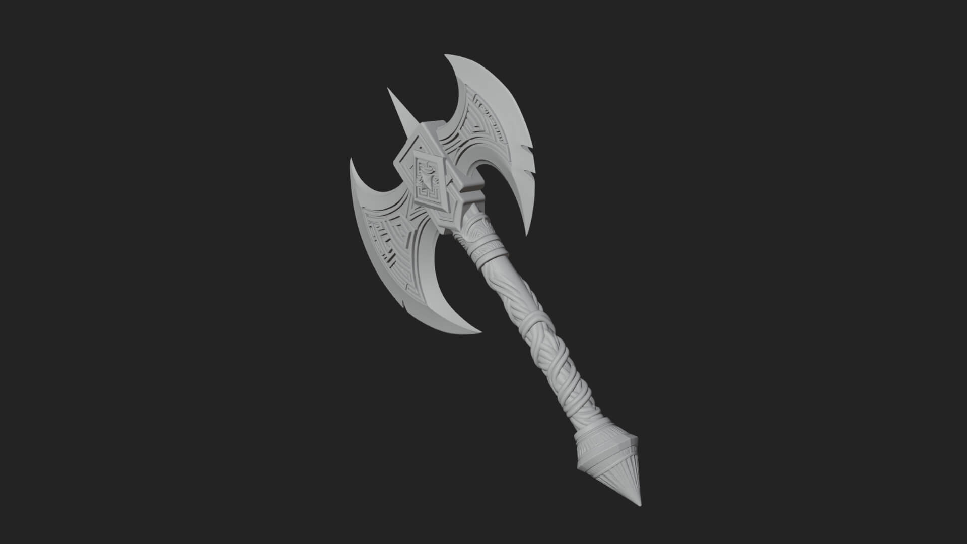 Twin Blade War Axe Model Design 12 3D Print Model 3D Model