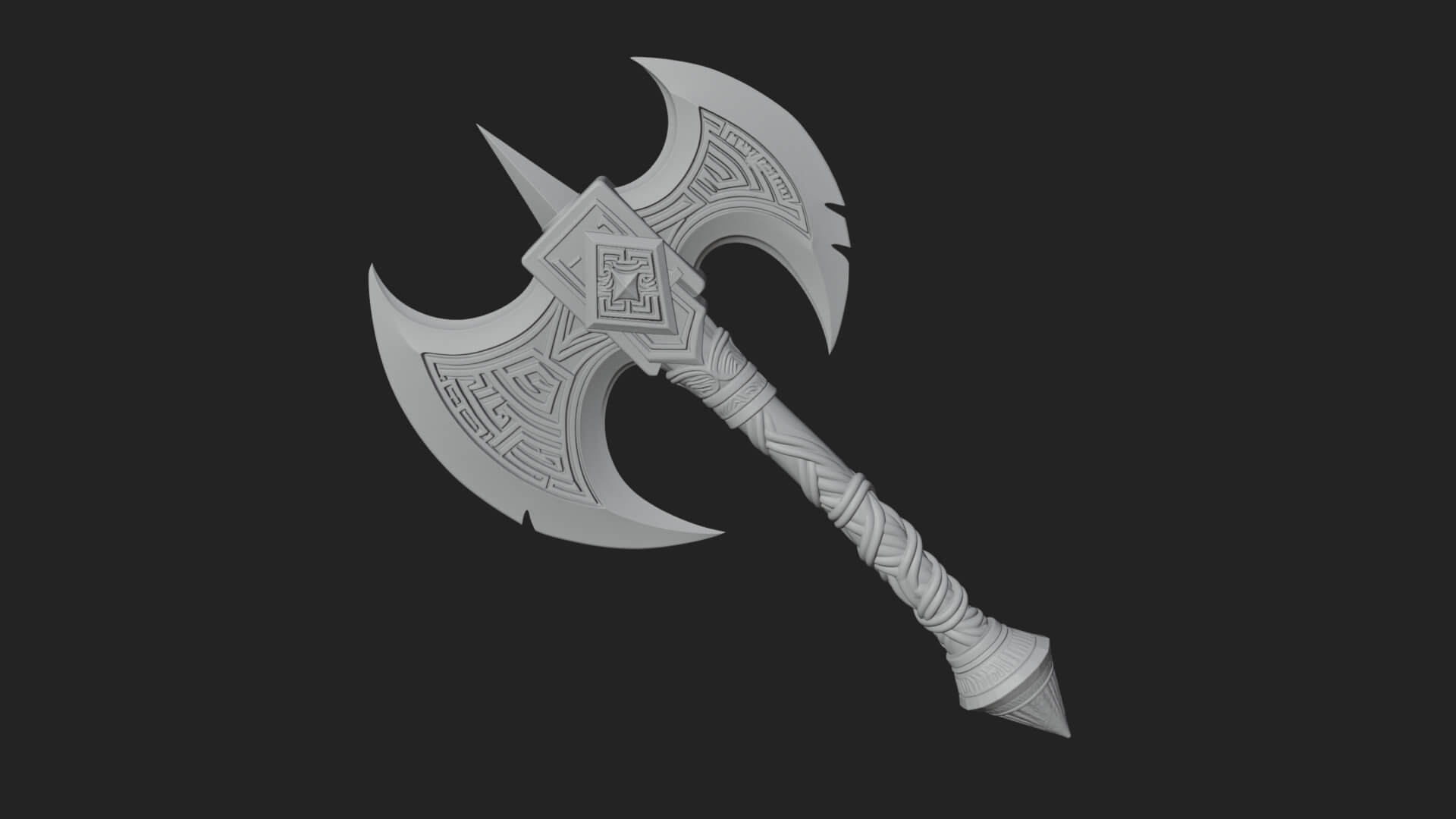 Twin Blade War Axe Model Design 12 3D Print Model 3D Model
