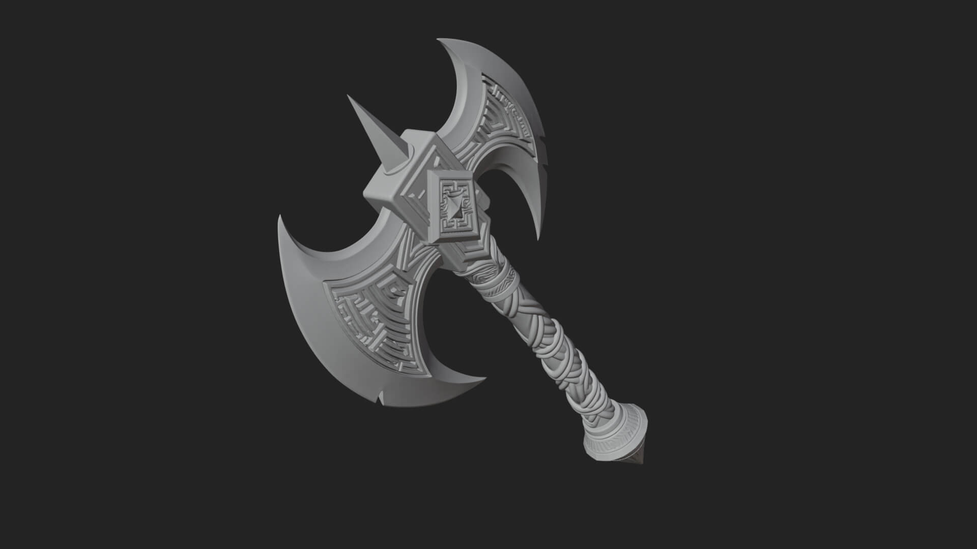 Twin Blade War Axe Model Design 12 3D Print Model 3D Model
