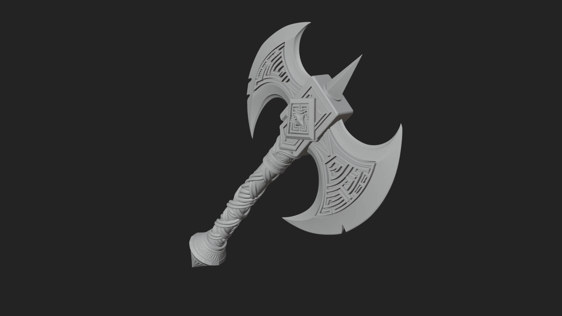 Twin Blade War Axe Model Design 12 3D Print Model 3D Model