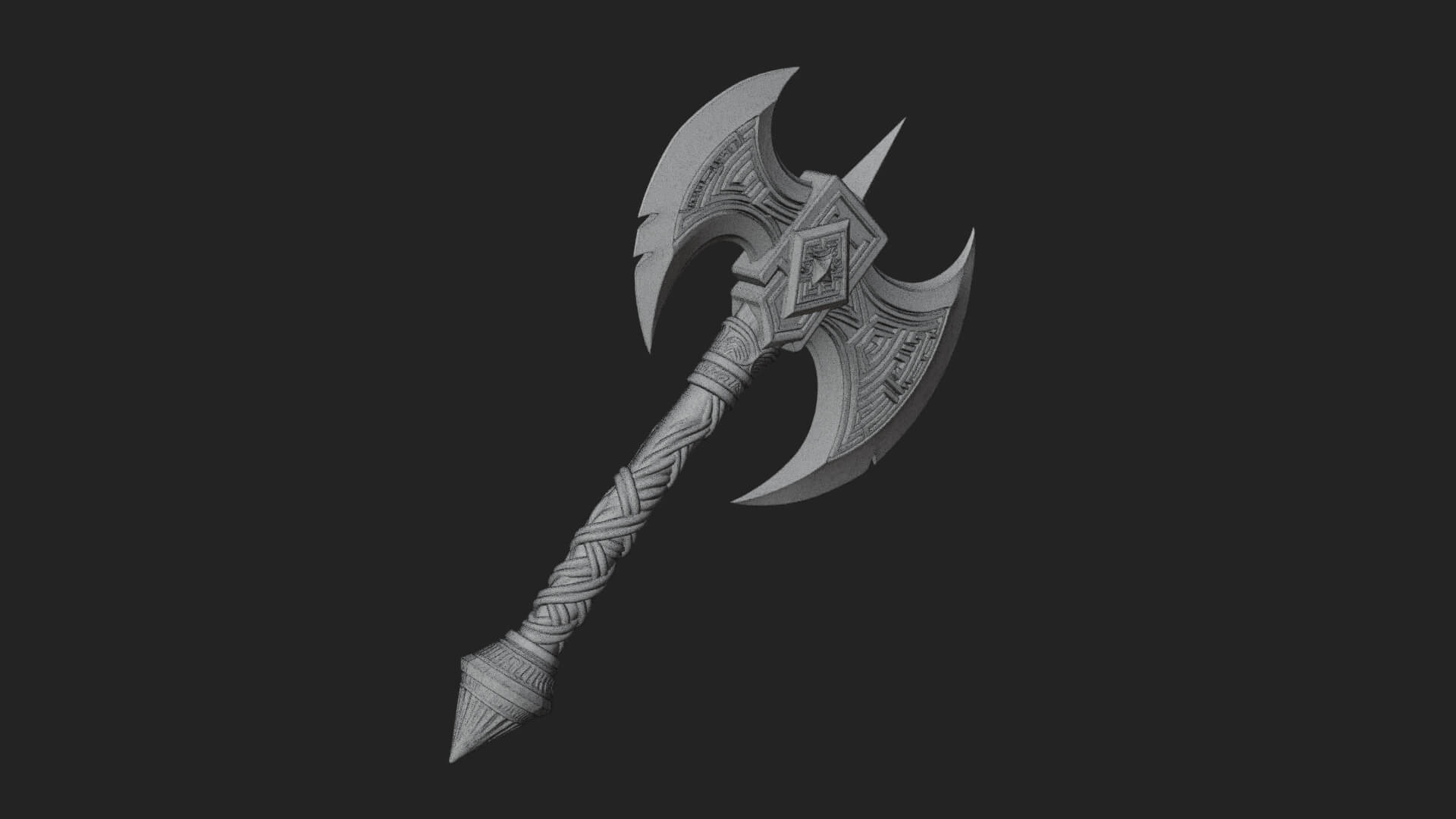 Twin Blade War Axe Model Design 12 3D Print Model 3D Model