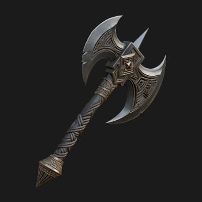 Twin Blade War Axe Model Design 12 3D Print Model
