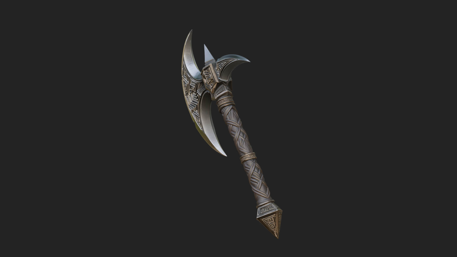 Twin Blade War Axe Model Design 13 3D Print Model 3D Model