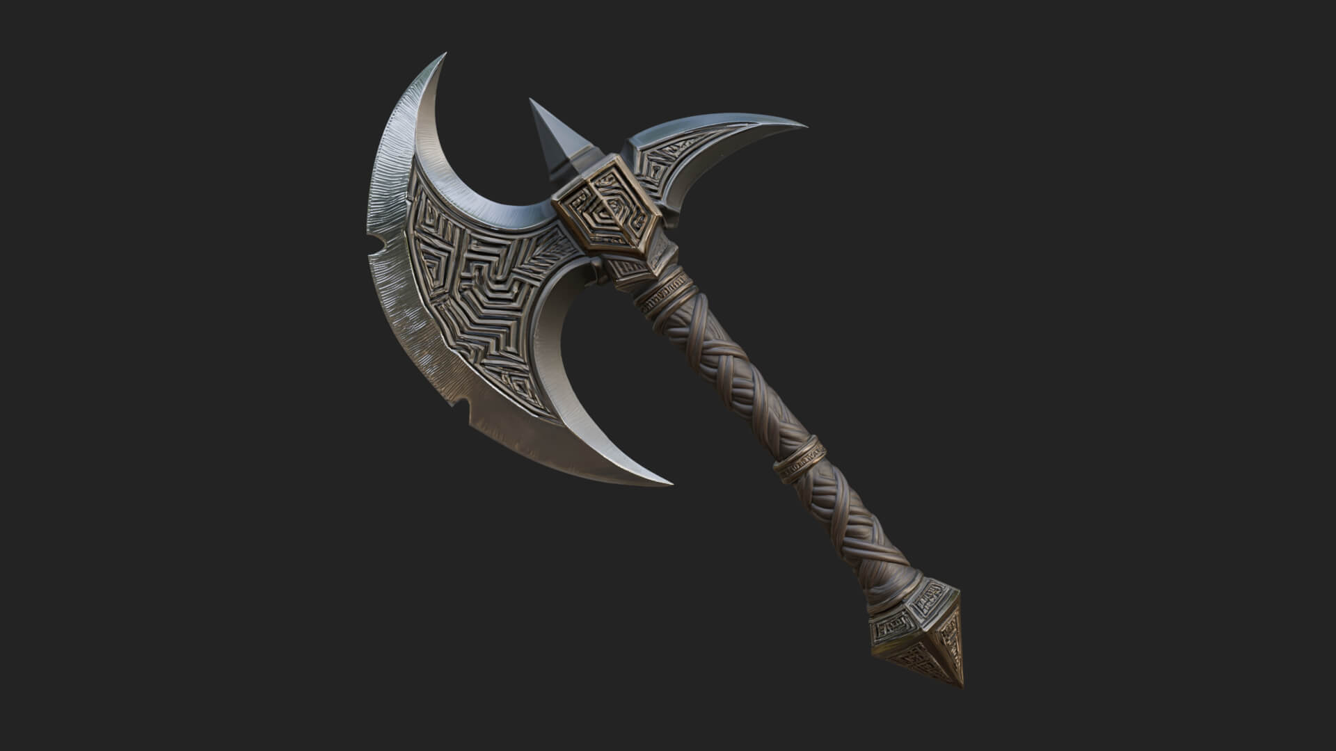 Twin Blade War Axe Model Design 13 3D Print Model 3D Model