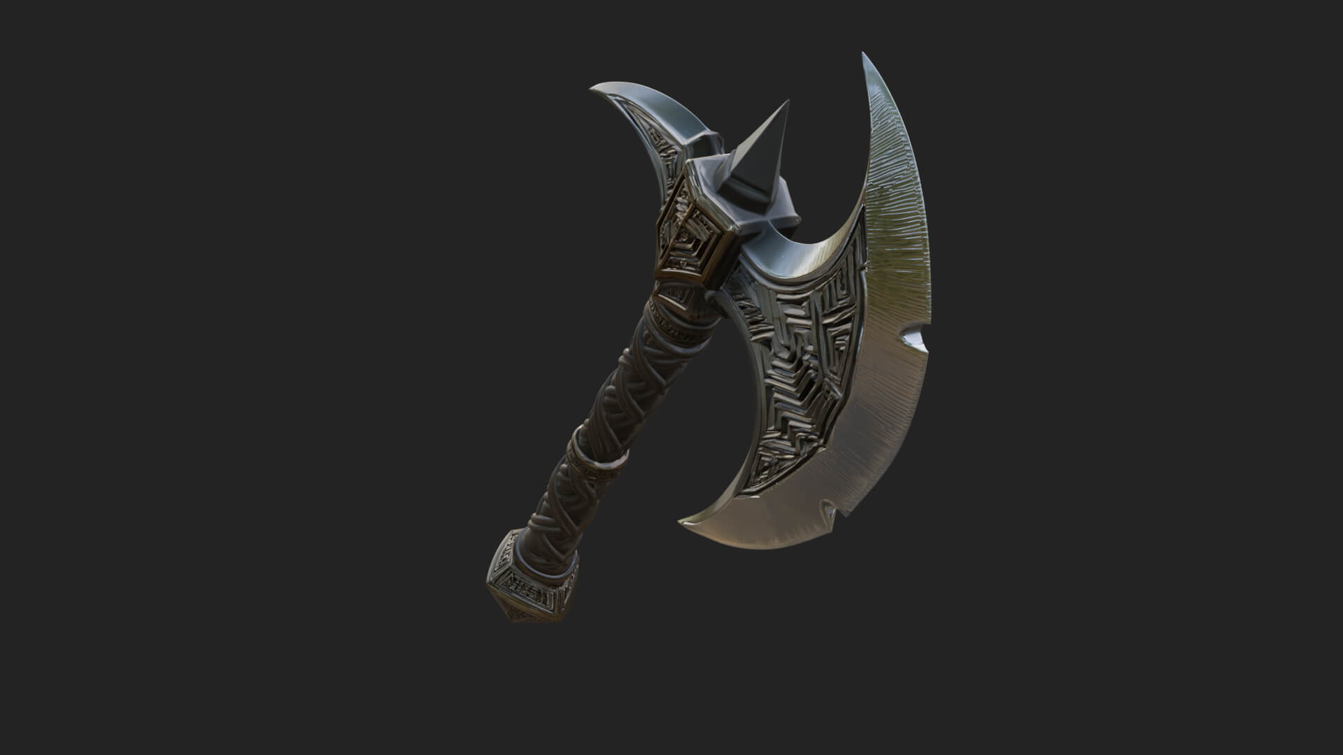 Twin Blade War Axe Model Design 13 3D Print Model 3D Model