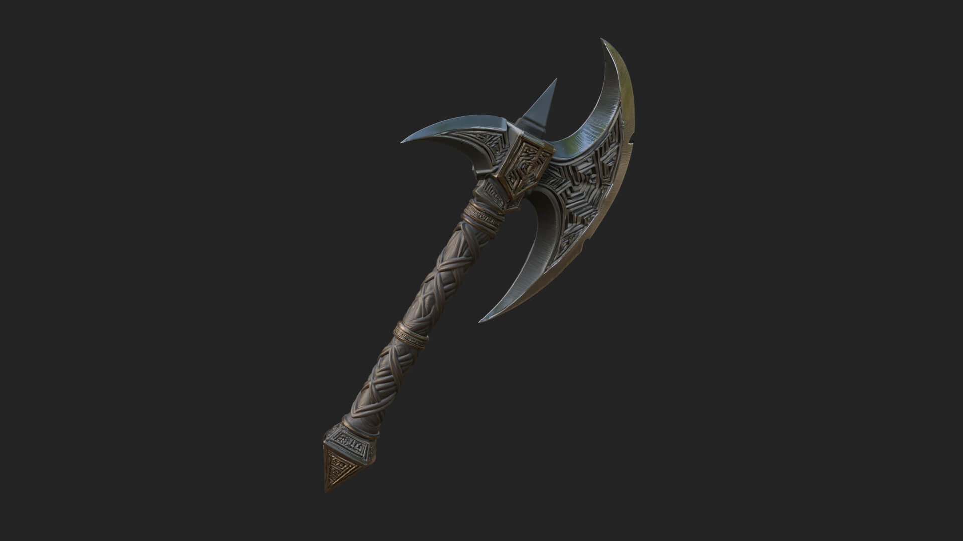 Twin Blade War Axe Model Design 13 3D Print Model 3D Model