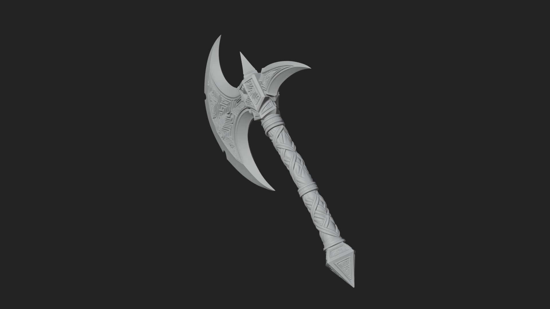 Twin Blade War Axe Model Design 13 3D Print Model 3D Model