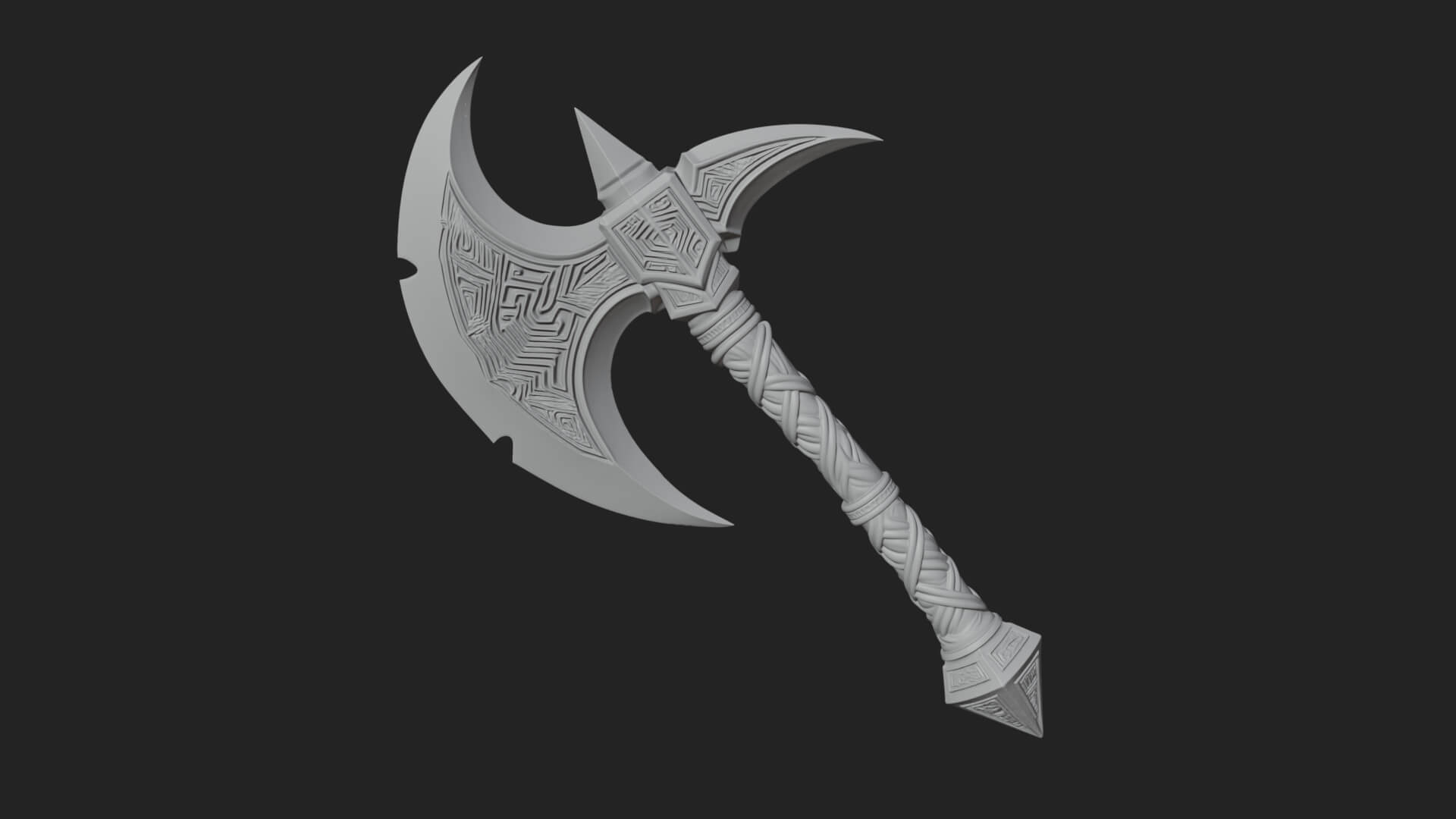 Twin Blade War Axe Model Design 13 3D Print Model 3D Model
