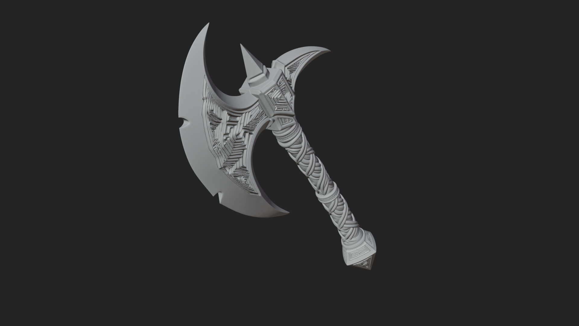Twin Blade War Axe Model Design 13 3D Print Model 3D Model
