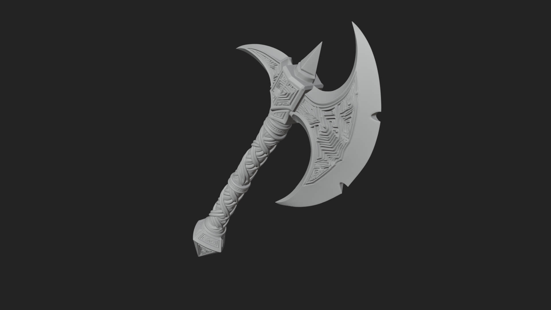 Twin Blade War Axe Model Design 13 3D Print Model 3D Model