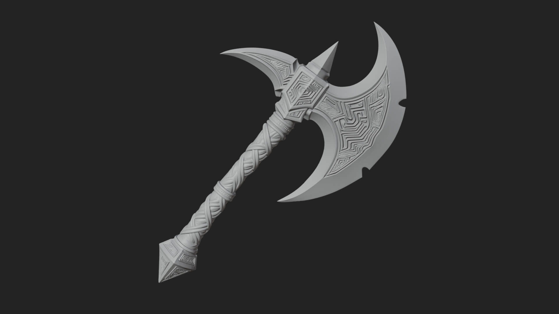 Twin Blade War Axe Model Design 13 3D Print Model 3D Model