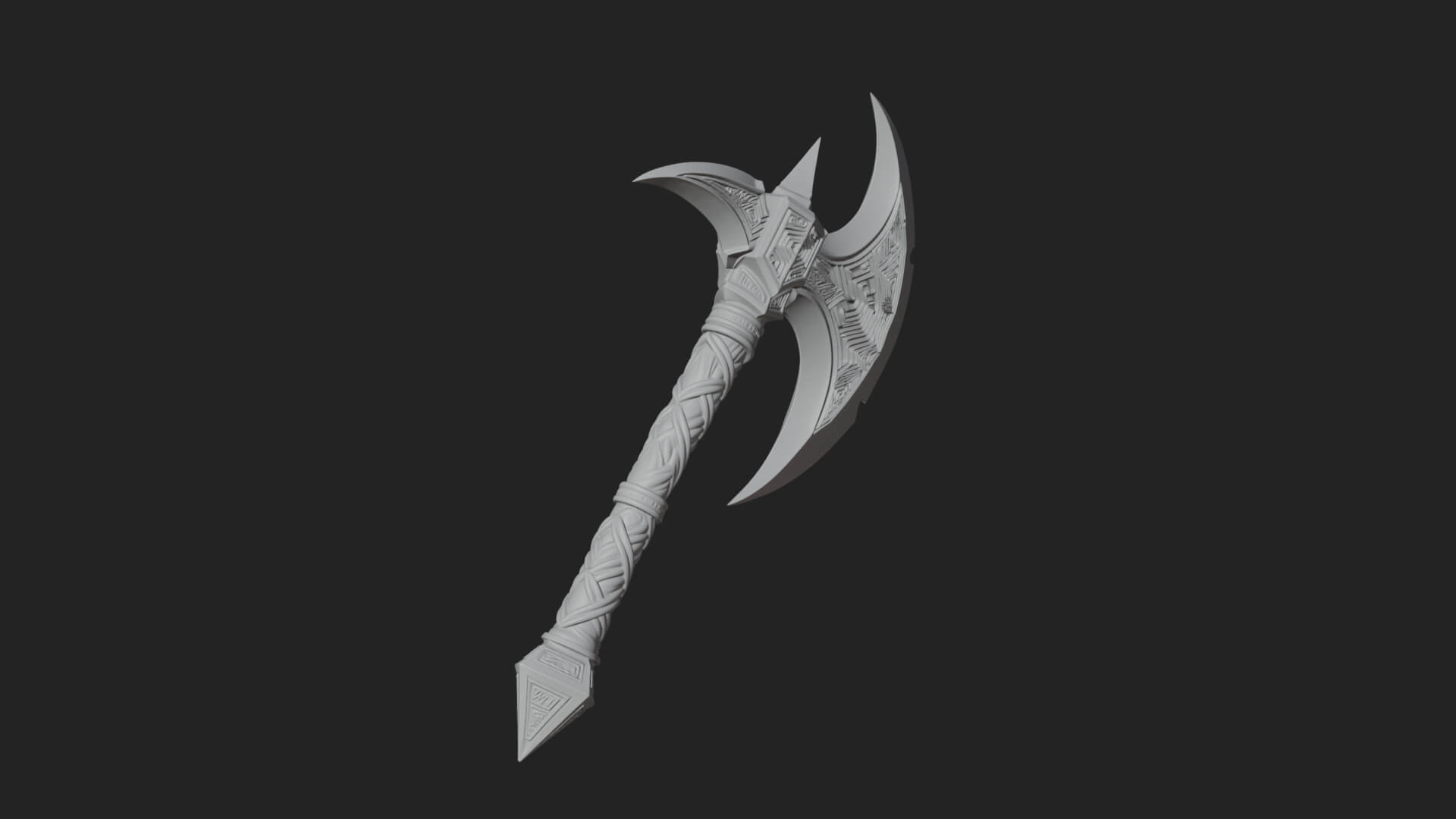 Twin Blade War Axe Model Design 13 3D Print Model 3D Model