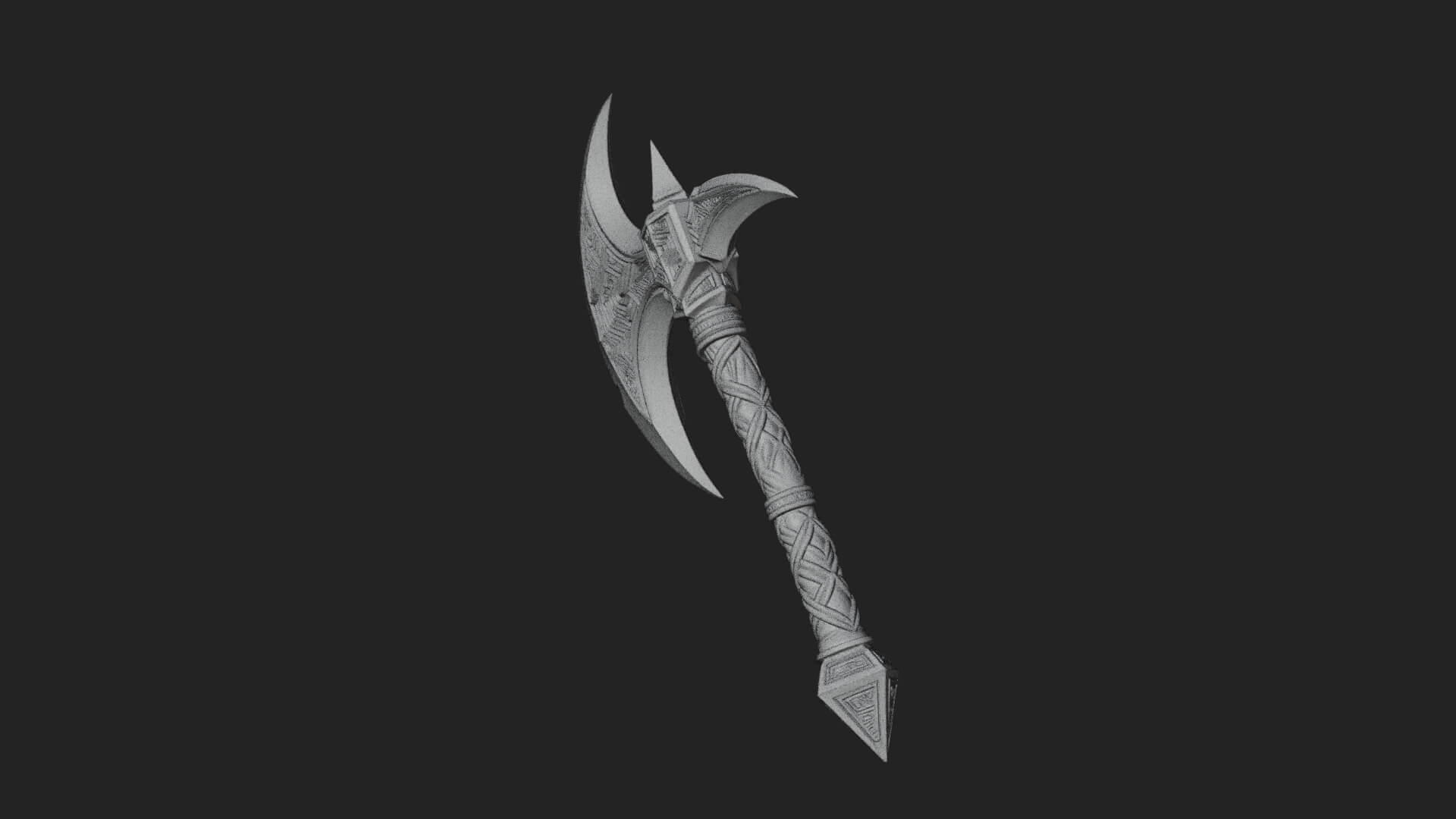 Twin Blade War Axe Model Design 13 3D Print Model 3D Model