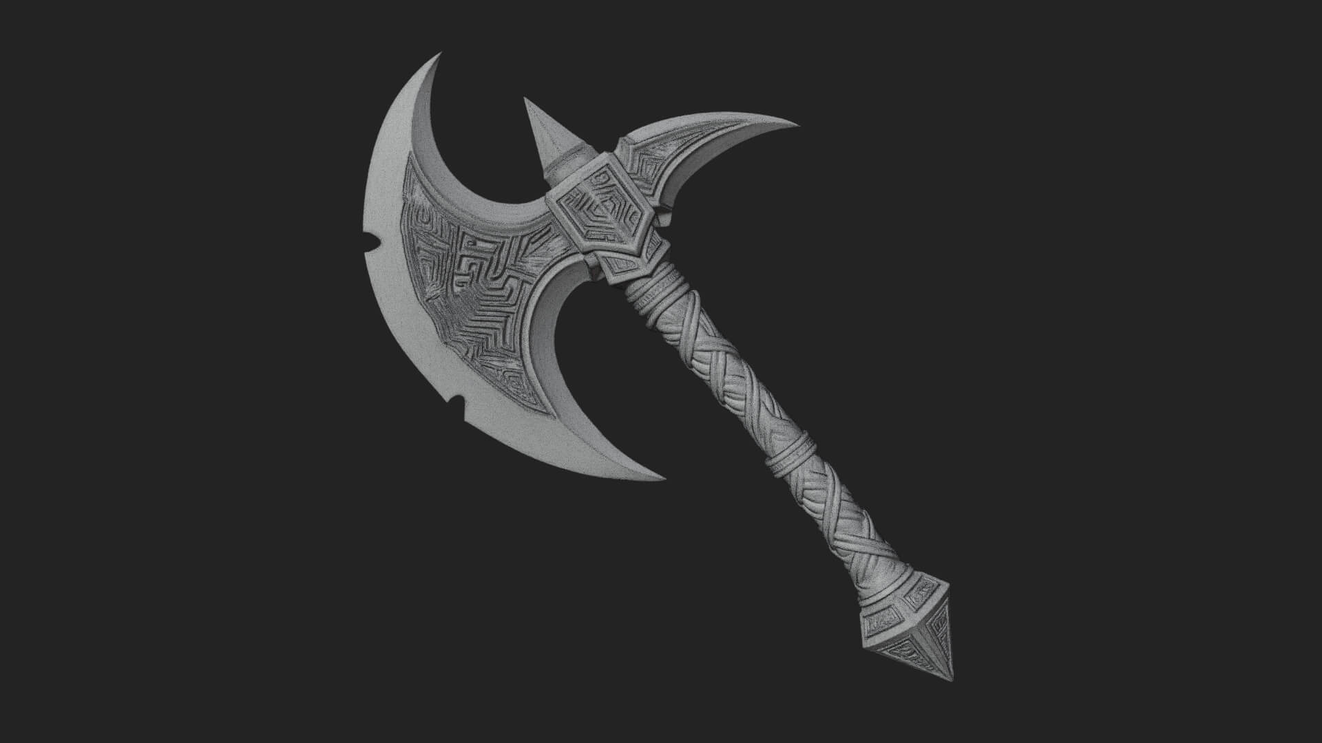 Twin Blade War Axe Model Design 13 3D Print Model 3D Model