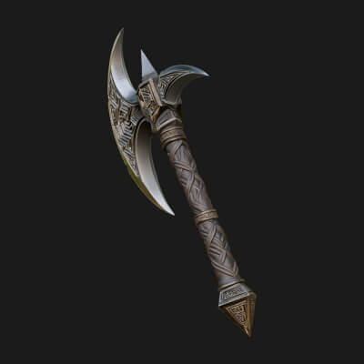 Twin Blade War Axe Model Design 13 3D Print Model