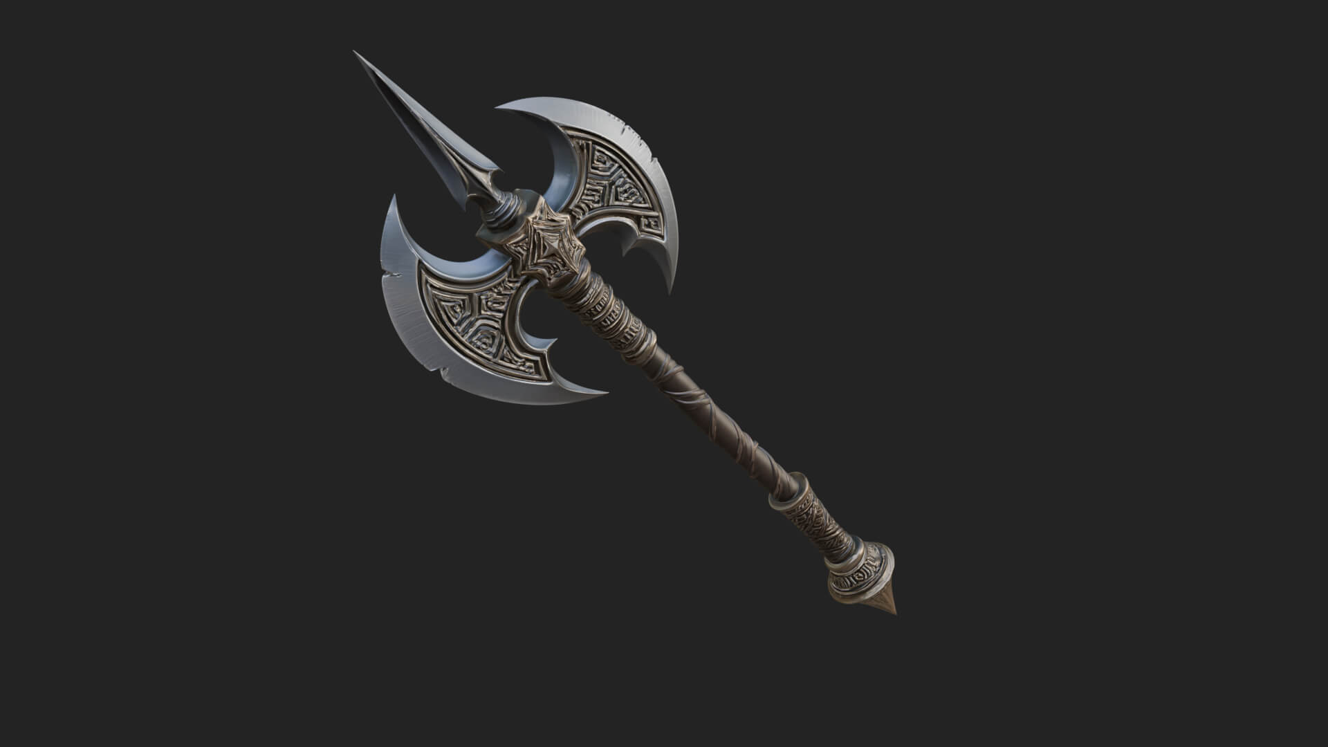 Twin Blade War Axe Model Design 2 3D Print Model 3D Model