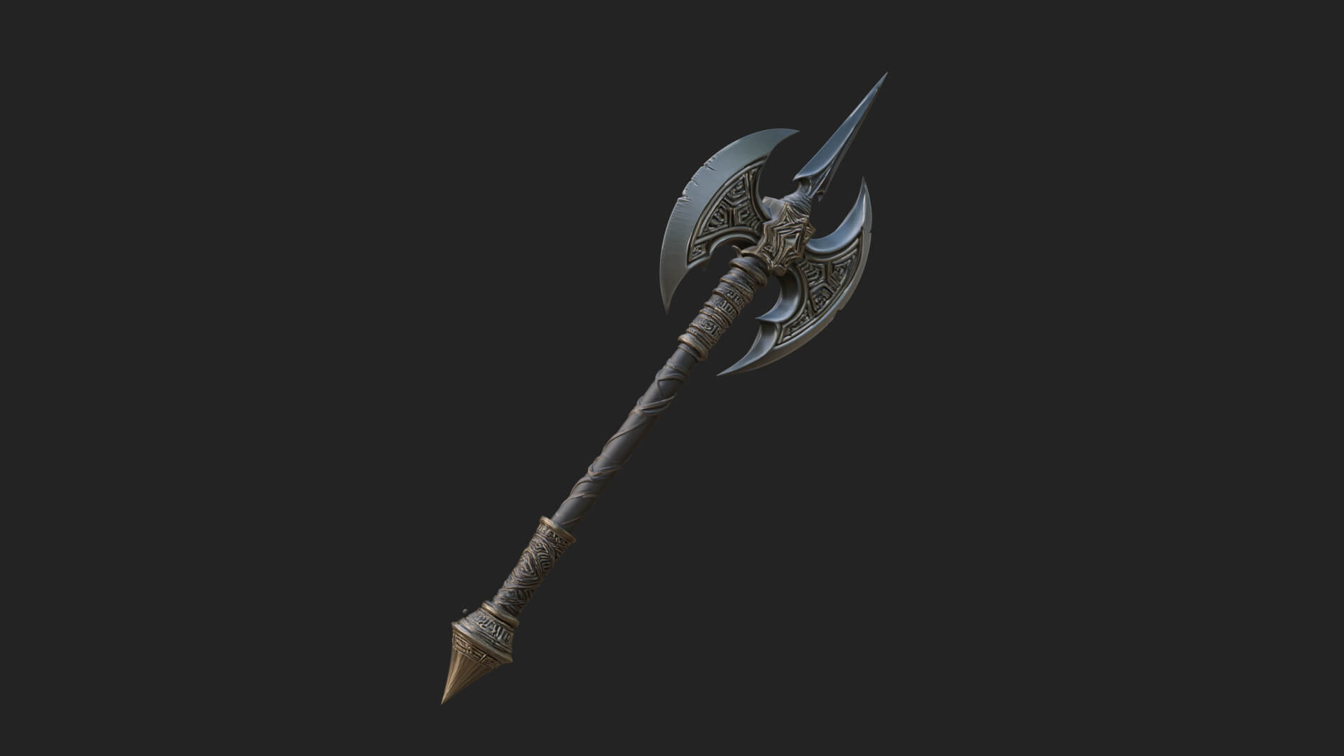 Twin Blade War Axe Model Design 2 3D Print Model 3D Model