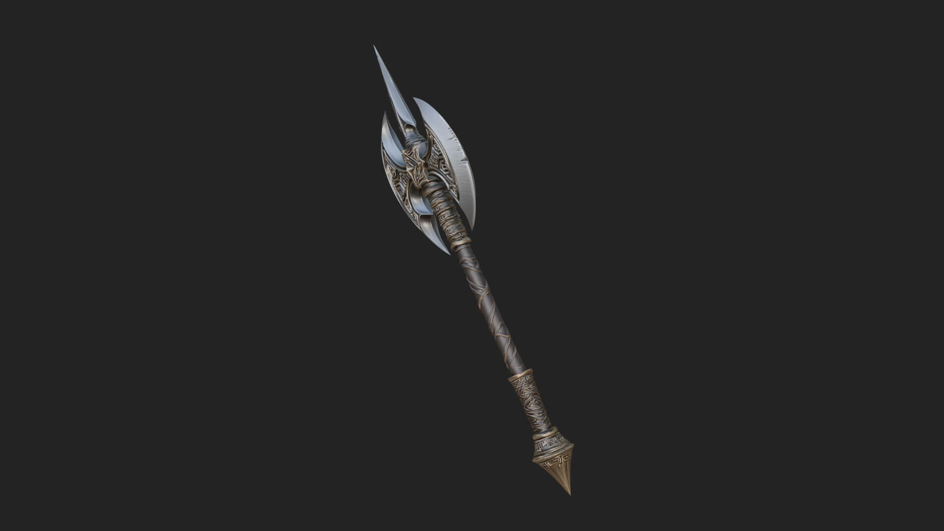 Twin Blade War Axe Model Design 2 3D Print Model 3D Model