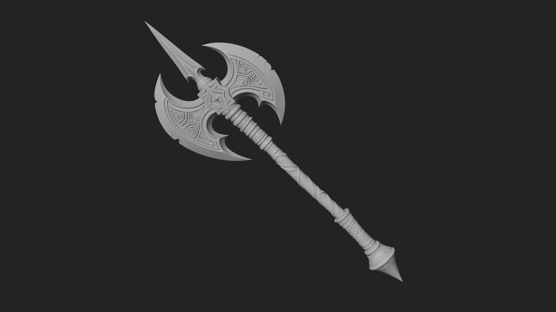 Twin Blade War Axe Model Design 2 3D Print Model 3D Model