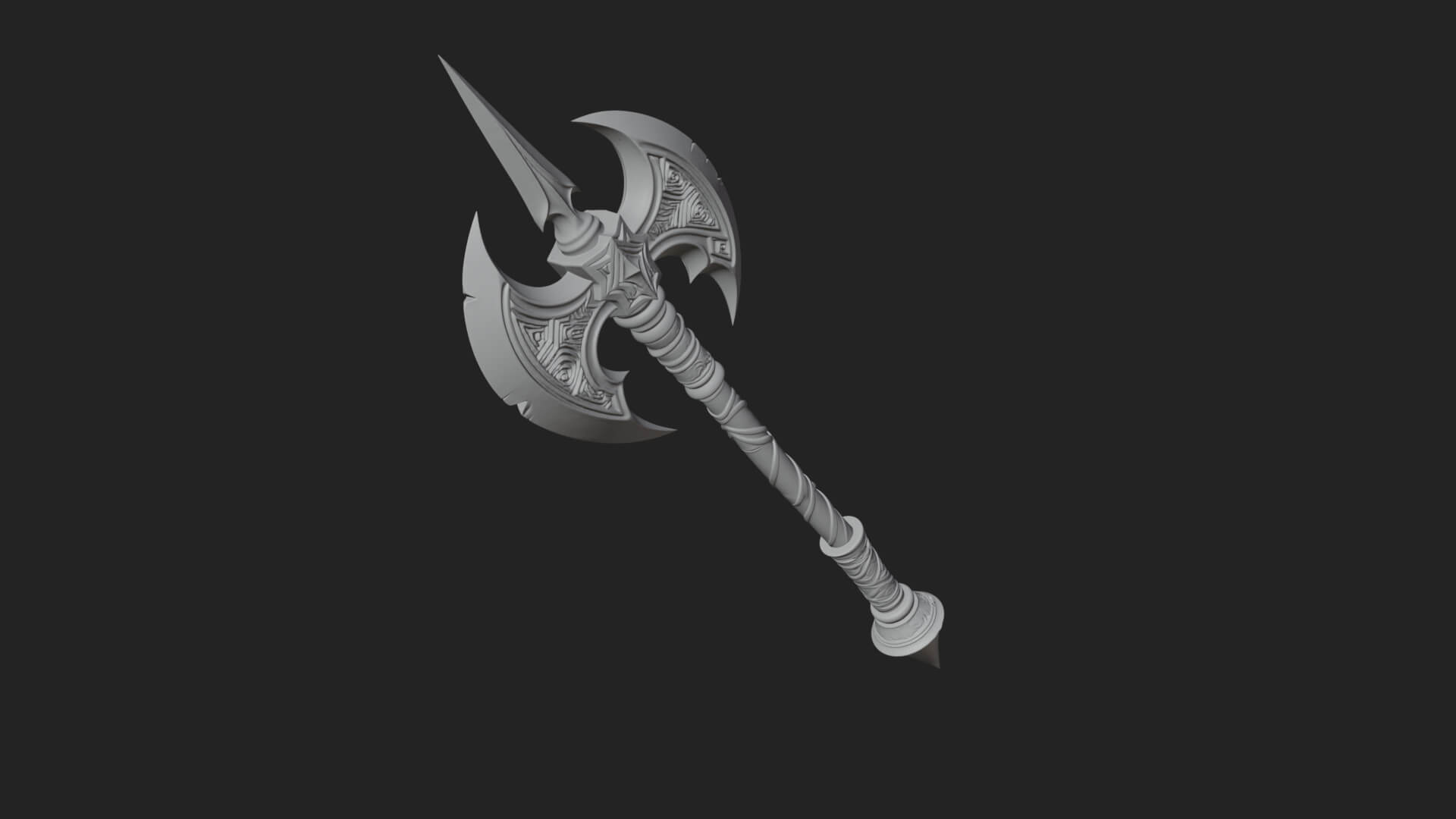 Twin Blade War Axe Model Design 2 3D Print Model 3D Model