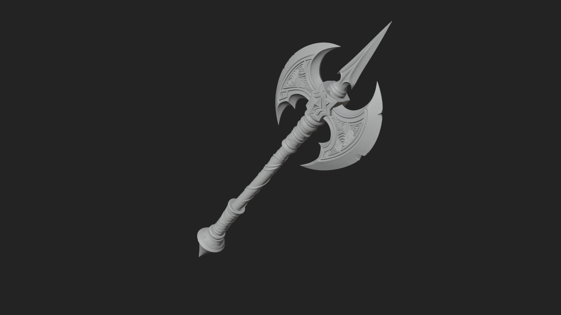 Twin Blade War Axe Model Design 2 3D Print Model 3D Model