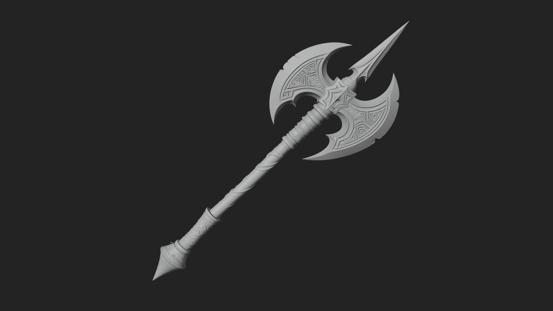 Twin Blade War Axe Model Design 2 3D Print Model 3D Model