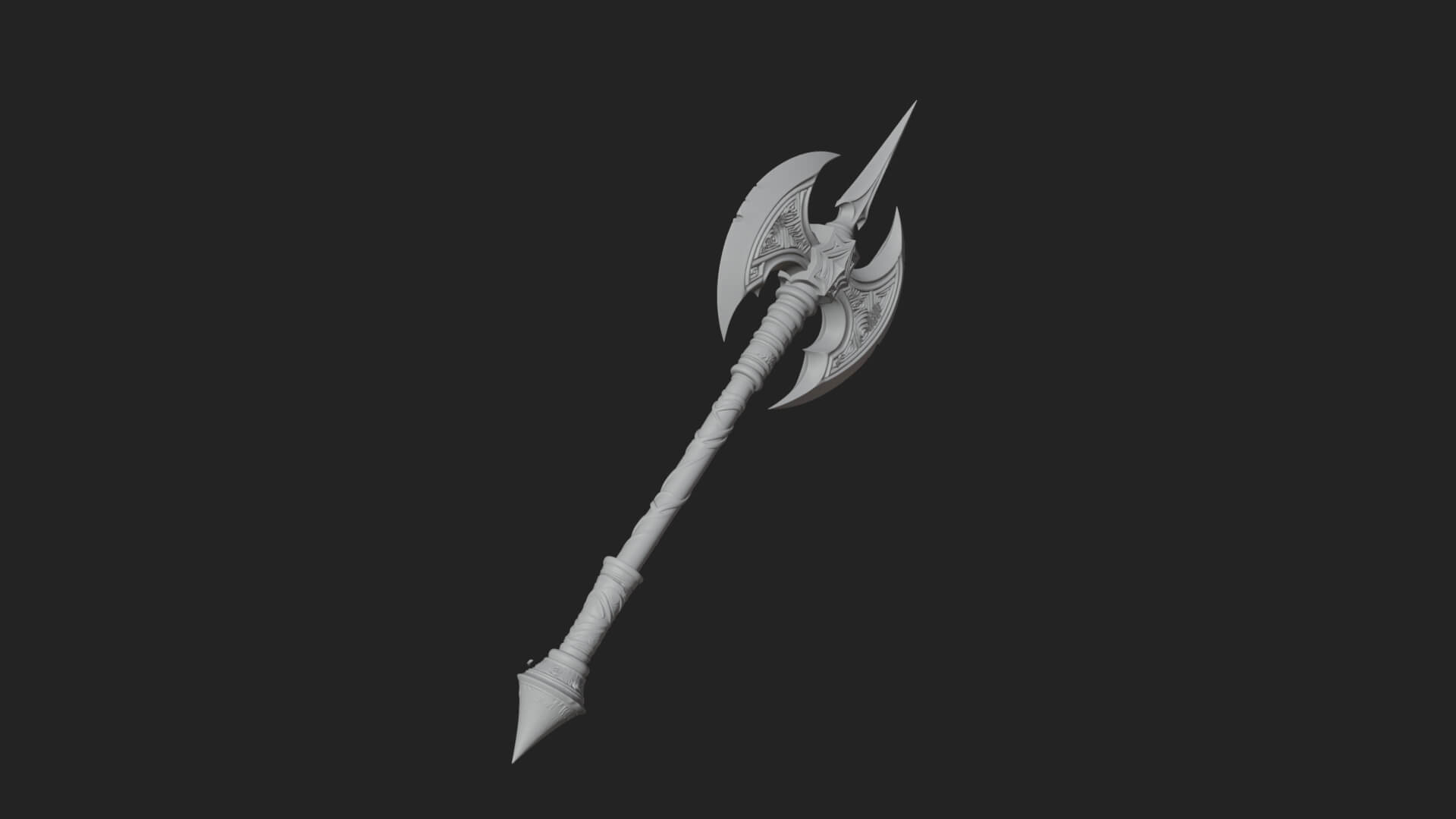 Twin Blade War Axe Model Design 2 3D Print Model 3D Model