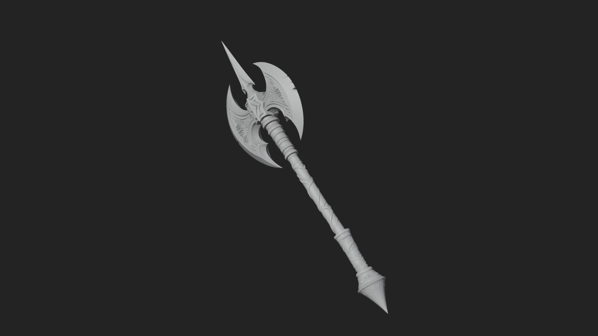Twin Blade War Axe Model Design 2 3D Print Model 3D Model