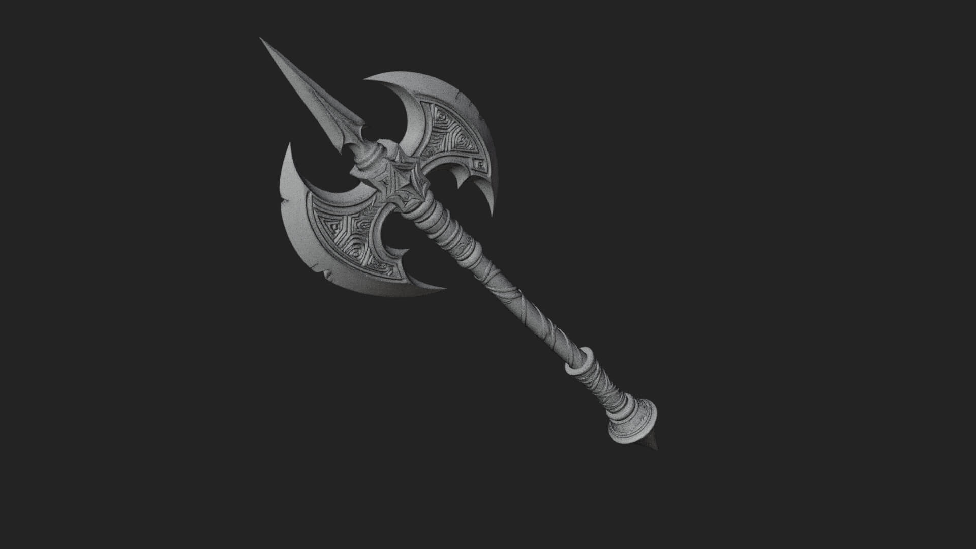 Twin Blade War Axe Model Design 2 3D Print Model 3D Model