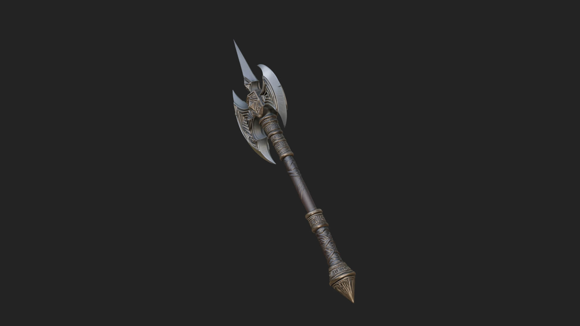 Twin Blade War Axe Model Design 3 3D Print Model 3D Model