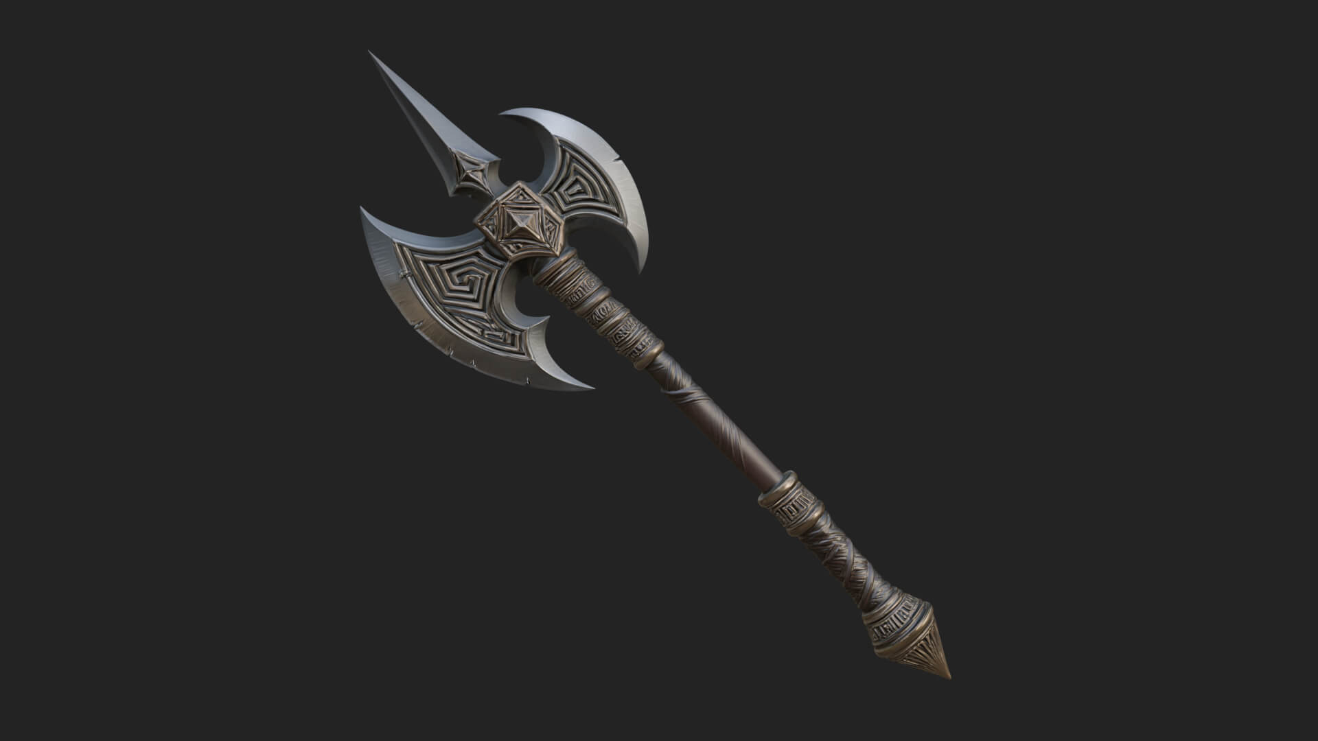 Twin Blade War Axe Model Design 3 3D Print Model 3D Model