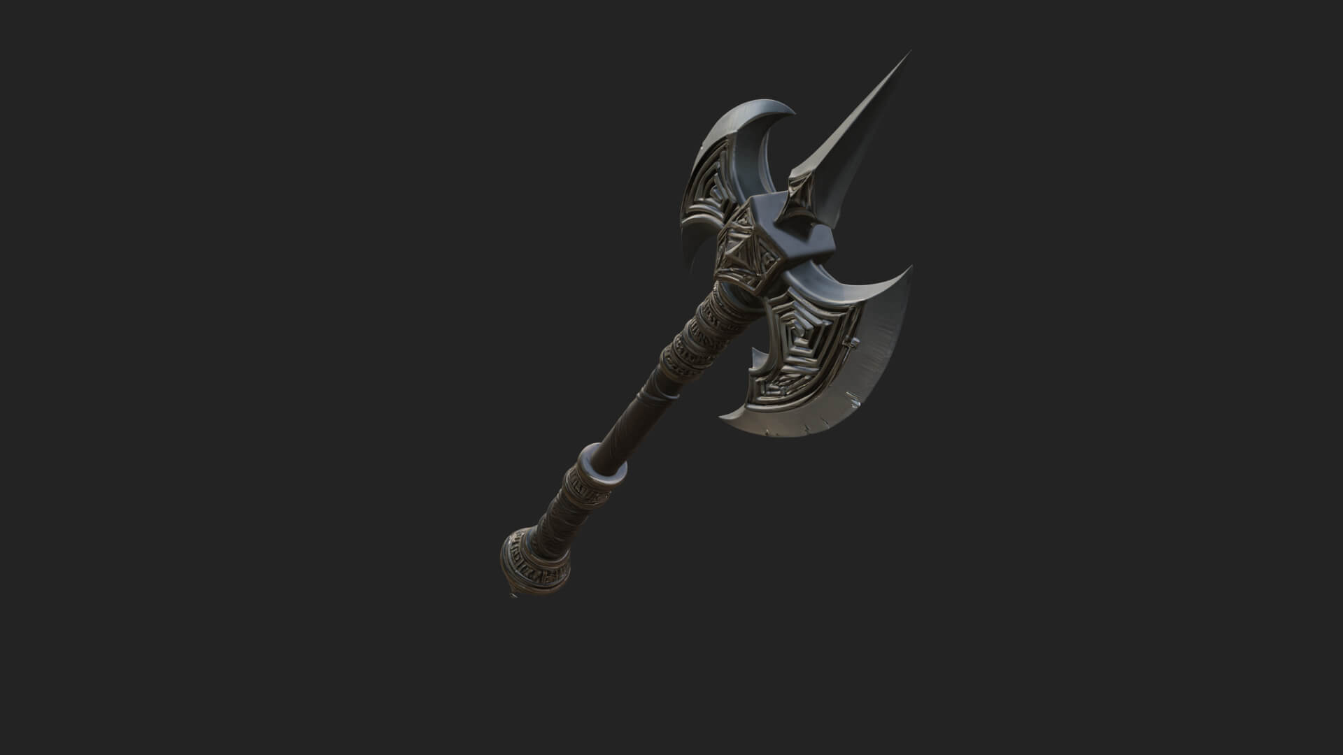 Twin Blade War Axe Model Design 3 3D Print Model 3D Model