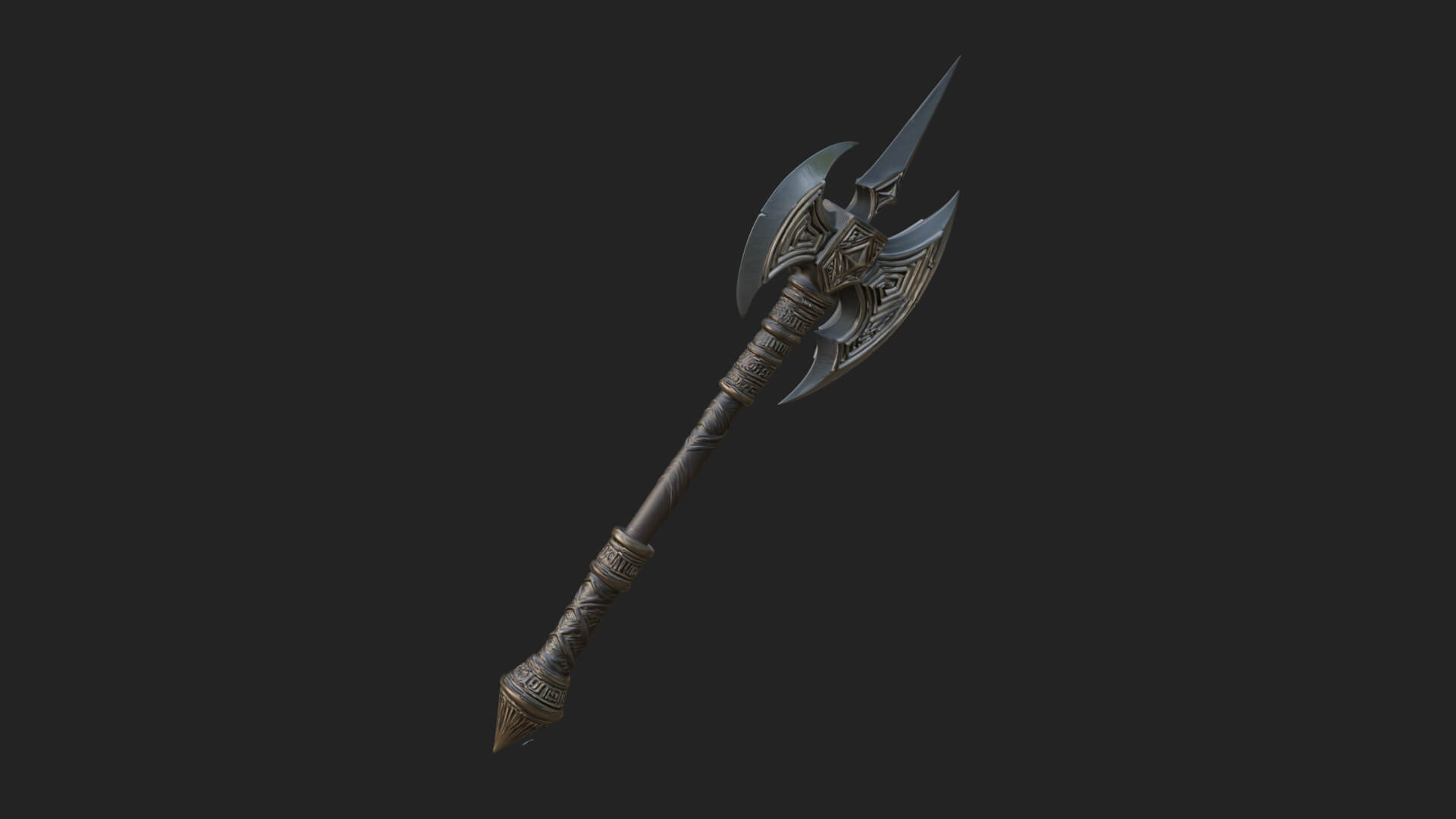 Twin Blade War Axe Model Design 3 3D Print Model 3D Model