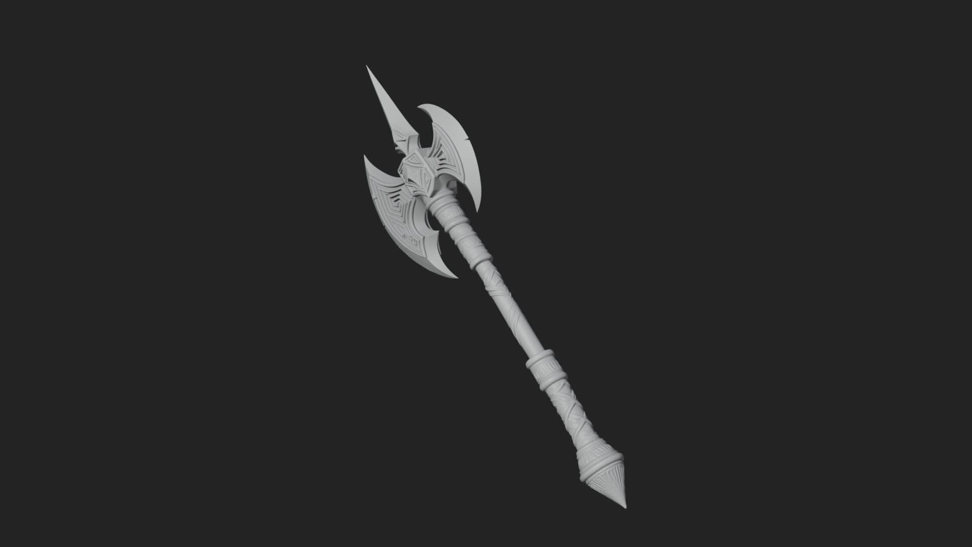 Twin Blade War Axe Model Design 3 3D Print Model 3D Model