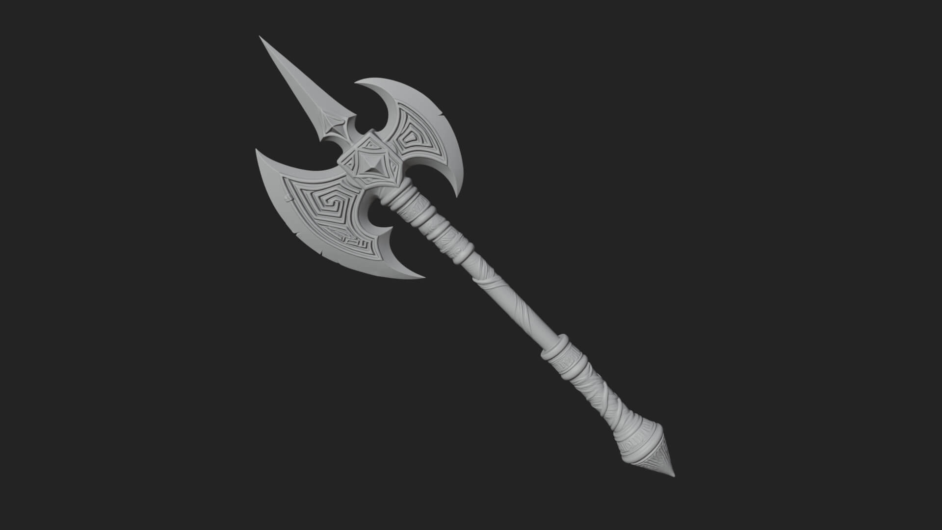 Twin Blade War Axe Model Design 3 3D Print Model 3D Model
