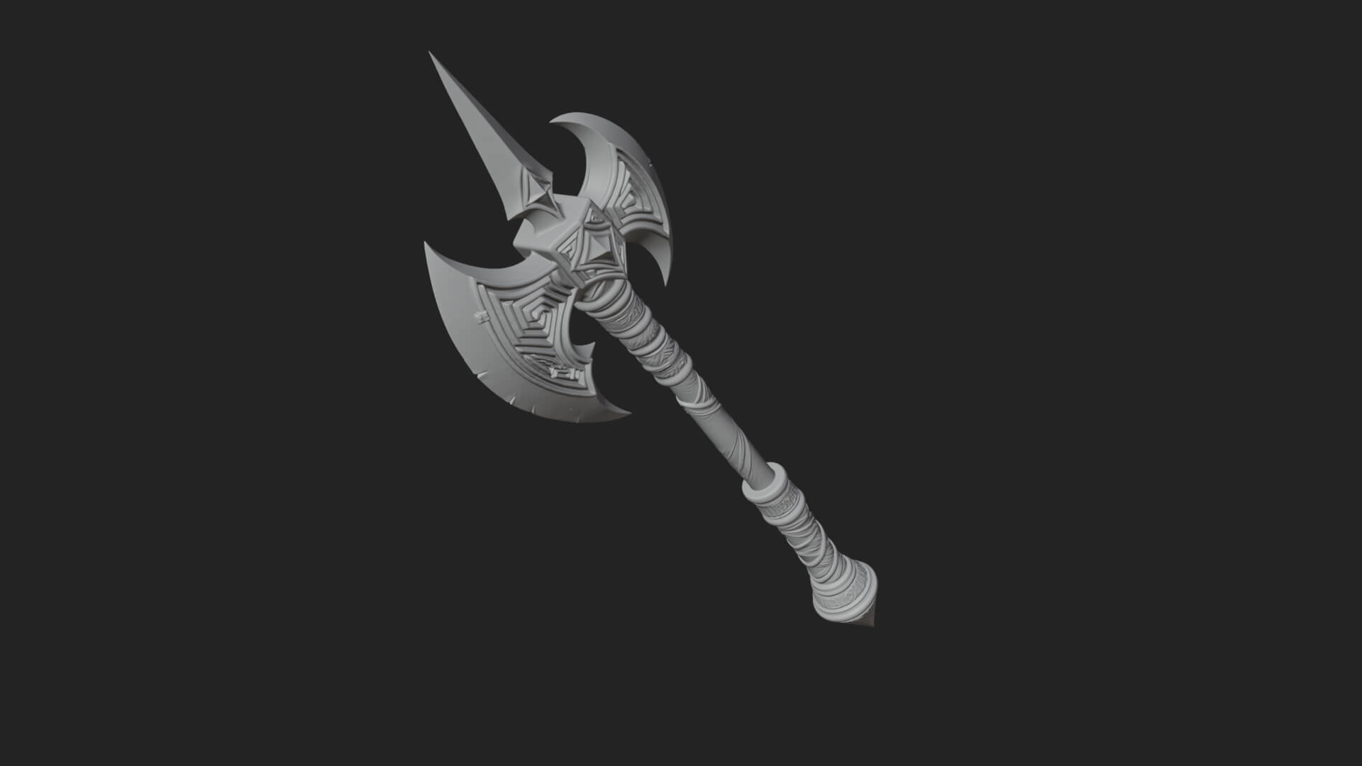 Twin Blade War Axe Model Design 3 3D Print Model 3D Model