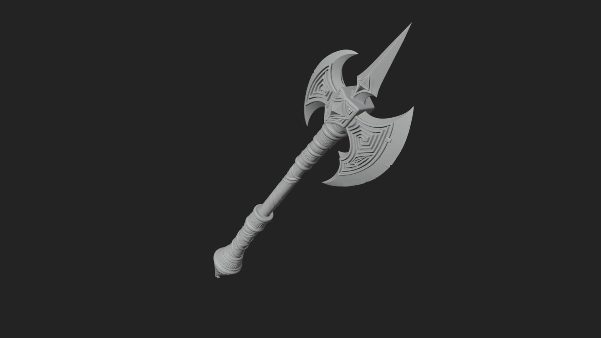 Twin Blade War Axe Model Design 3 3D Print Model 3D Model