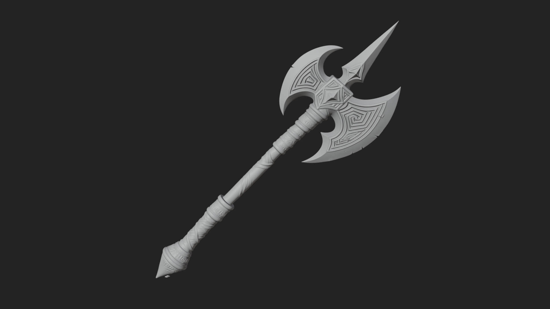 Twin Blade War Axe Model Design 3 3D Print Model 3D Model